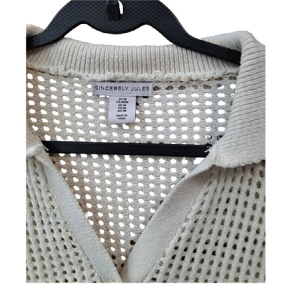 Boho Ivory Open Knit Long Sleeve Cardigan - Picture 2 of 5